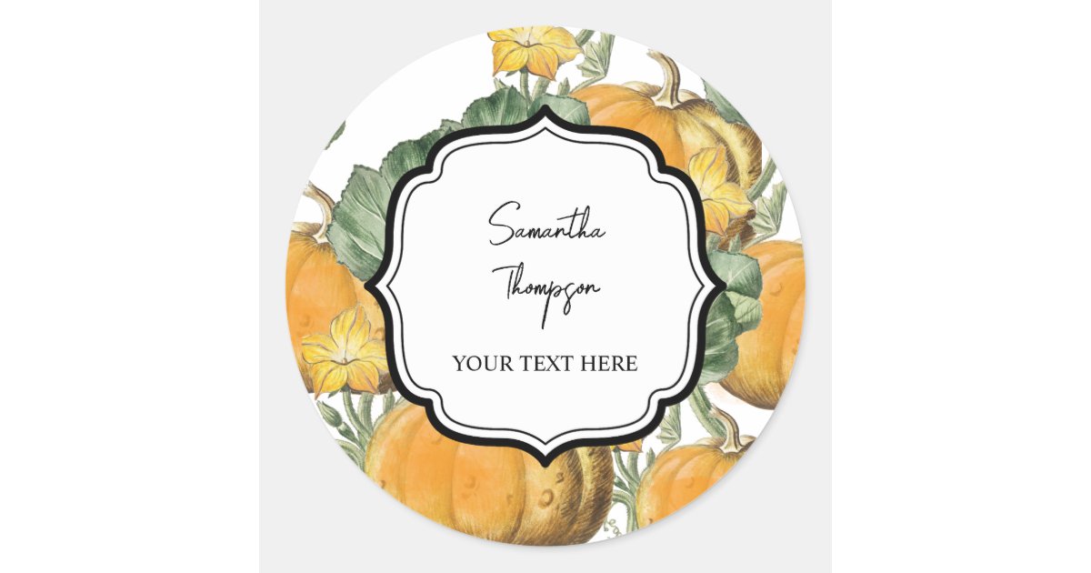 Fall Autumn Watercolor Vintage Pumpkins Classic Round Sticker | Zazzle
