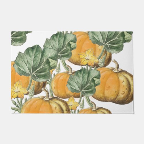 Fall Autumn Watercolor Vintage Pumpkins Doormat
