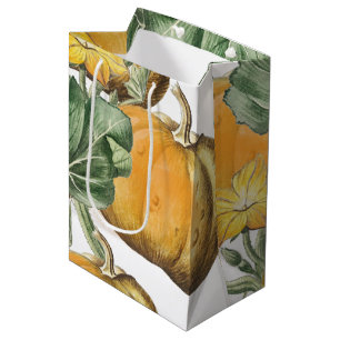 Fall Autumn Watercolor Vintage Pumpkins Medium Gift Bag