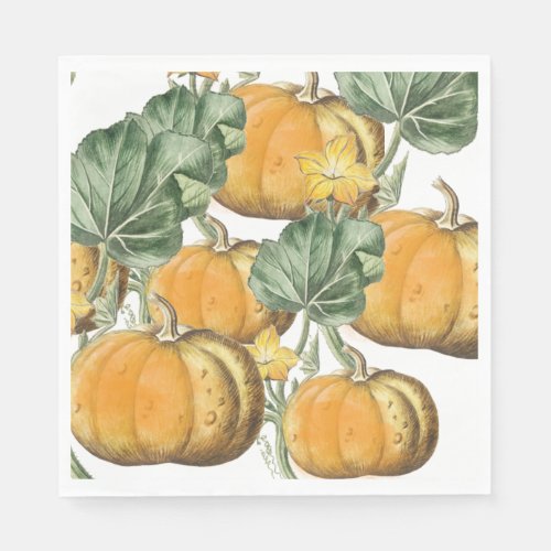 Fall Autumn Watercolor Vintage Pumpkins Napkins