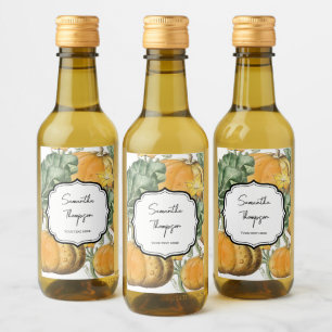 Fall Autumn Watercolor Vintage Pumpkins  Wine Label