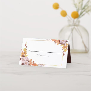 Fall Autumn Wedding Floral Table Custom Script Place Card