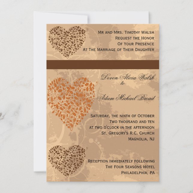 Fall/Autumn Wedding Invitation (Front)