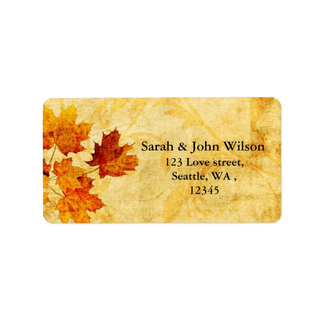 fall autumn  wedding leaves return address label (Front)