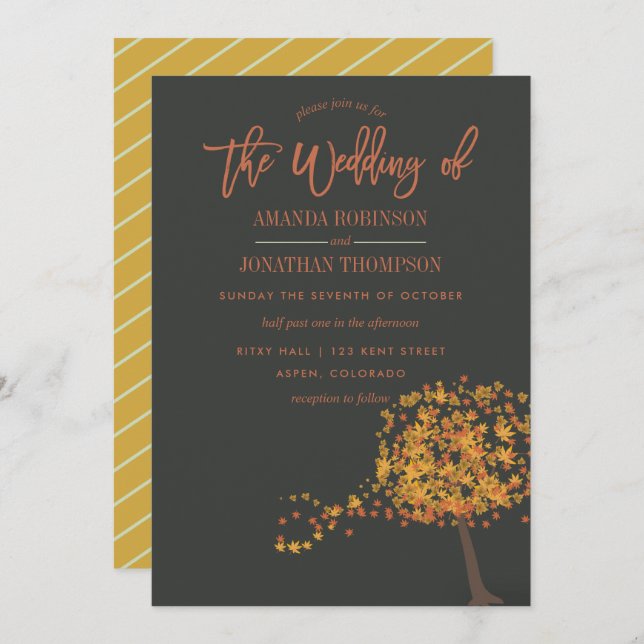 Fall Autumn Wedding personalized invitation (Front/Back)