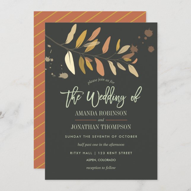 Fall Autumn Wedding personalized invitation (Front/Back)
