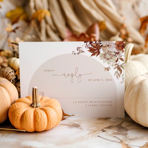 Fall autumn wedding RSVP card