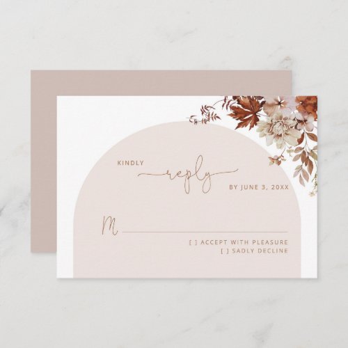 Fall autumn wedding RSVP card