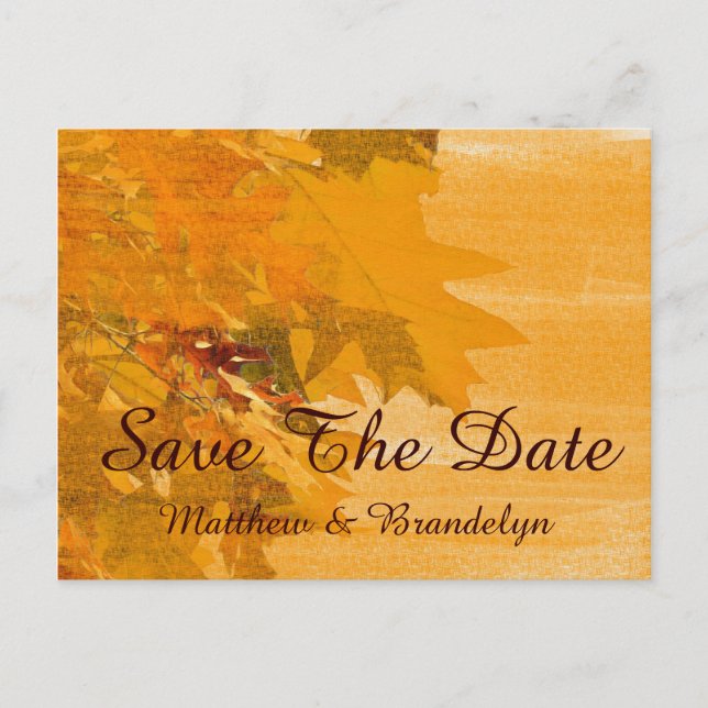 Fall Autumn Wedding Save The Date Post Card (Front)