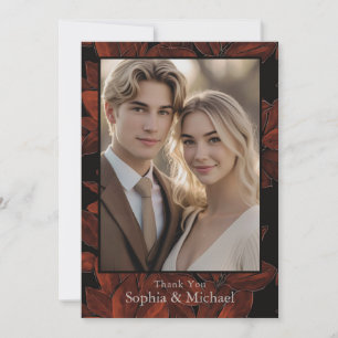 Fall/Autumn Wedding Thank You Card Rich Dark Color