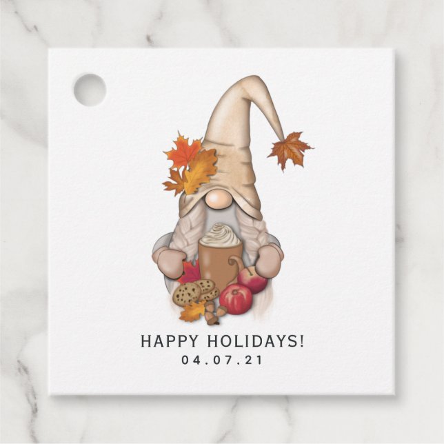 Fall Autumn Whimsical Nordic Harvest Gnomes Favor  Favor Tags (Front)