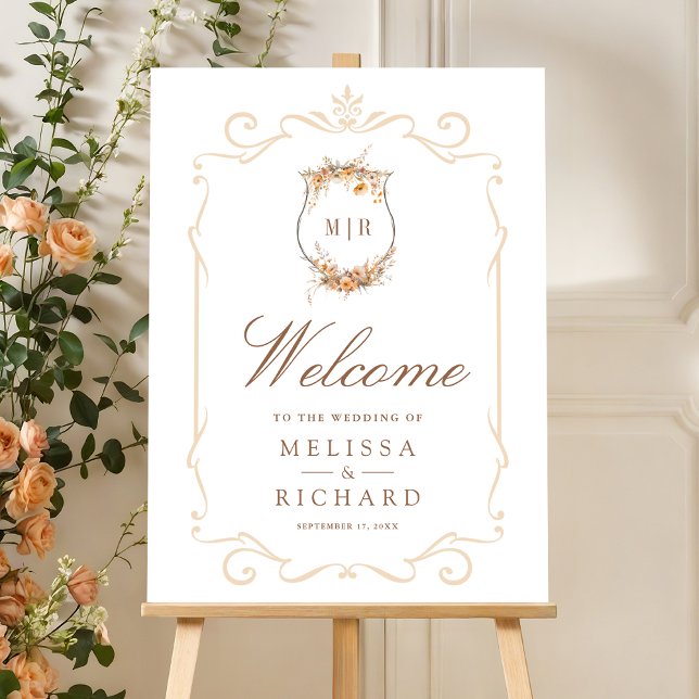 Fall Autumn Wildflower Crest Wedding Welcome Sign (Creator Uploaded)