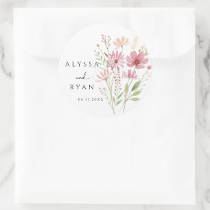 Fall Autumn Wildflower Floral Wedding Classic Round Sticker