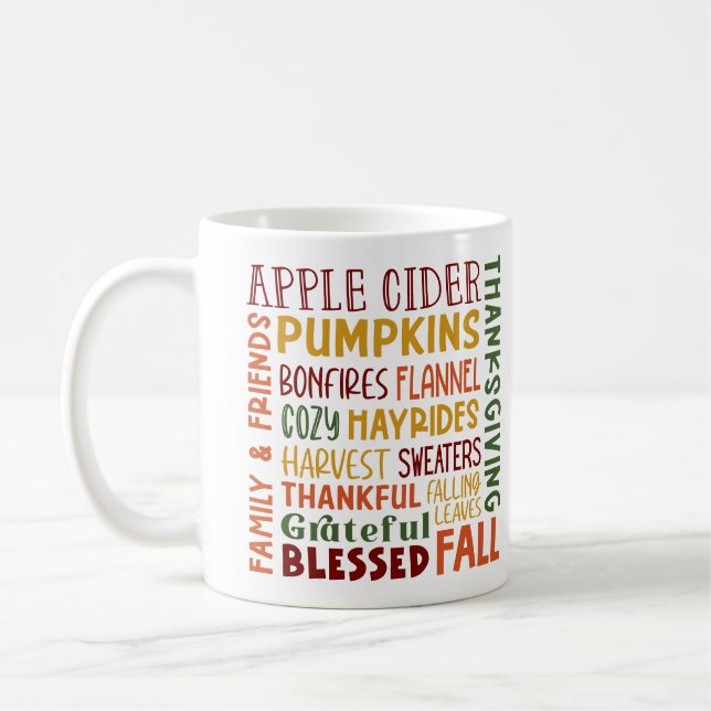 Fall Autumn Winter Thanksgiving Holiday Thankful Coffee Mug (Left)