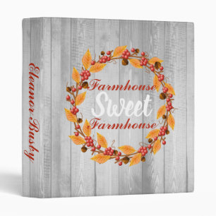 Fall Autumn Wreath Farmhouse Sweet Farmhouse 3 Ring Binder
