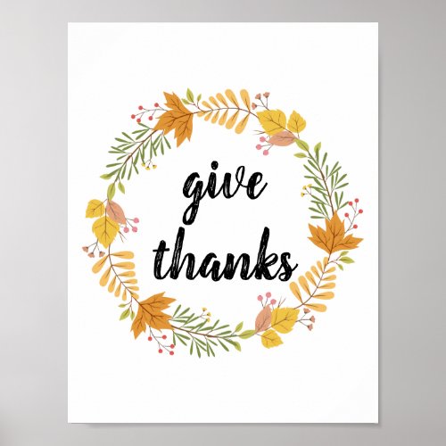 fall autumn wreath happy thanksgiving poster