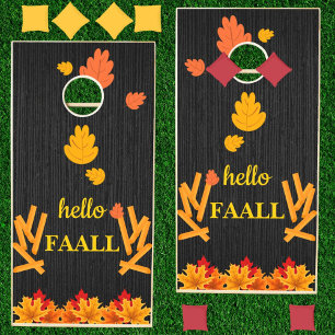 Fall Autumn Yellow Red leaves Lake Cottage Party Cornhole Set