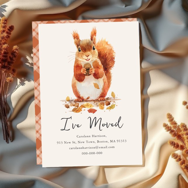 Fall Autumnal Cute Squirrel | New Home Address  Announcement (Creator Uploaded)
