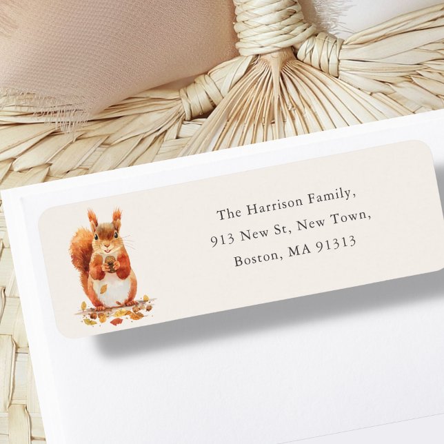 Fall Autumnal Cute Squirrel | New Home Address  Label (Creator Uploaded)