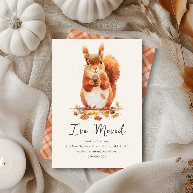 Fall Autumnal Cute Squirrel | New Home Address  Note Card (Creator Uploaded)