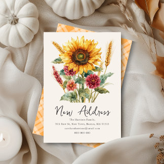 Fall Autumnal Sunflower | New Home Address  Note Card