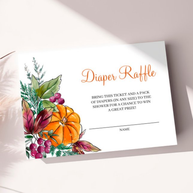 Fall Autunm Pumpkin Baby Shower Diaper Raffle Card (Creator Uploaded)