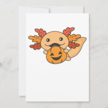Fall Axolotl With Fall Leaves Pumpkin Fall
