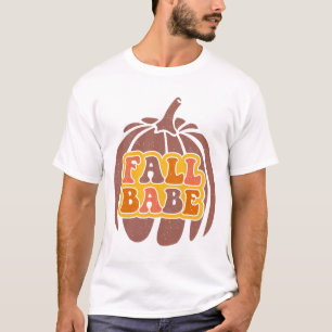 Fall Babe Pumpkin Halloween Groovy Fall Season T-Shirt