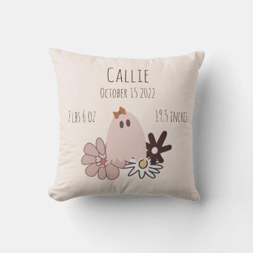 Fall Baby Birth Stats  Throw Pillow