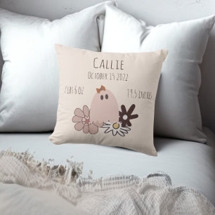Fall Baby Birth Stats Throw Pillow