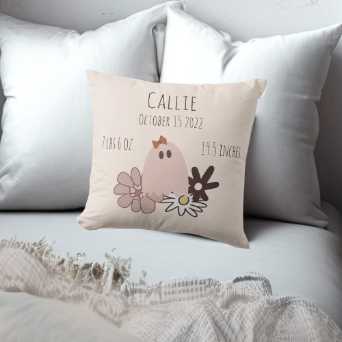 Fall Baby Birth Stats  Throw Pillow