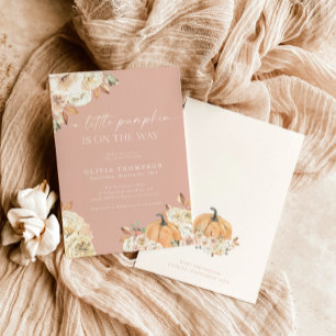 Fall Baby Girl Baby Shower Pink A Little Pumpkin Invitation
