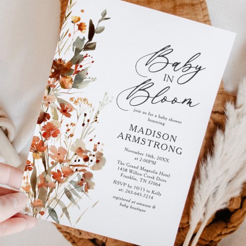 Fall Baby in Bloom Wildflower Baby Shower Invitation
