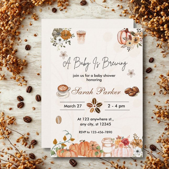 Fall Baby is Brewing Coffee Baby Shower Invitation (Creator Uploaded)