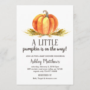 Fall baby shower, a little pumpkin baby shower invitation