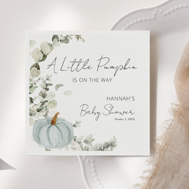 Fall Baby Shower A Little Pumpkin Blue Napkins (Creator Uploaded)