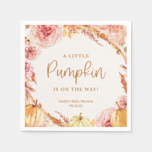 Fall Baby Shower A Little Pumpkin is on the Way Napkins