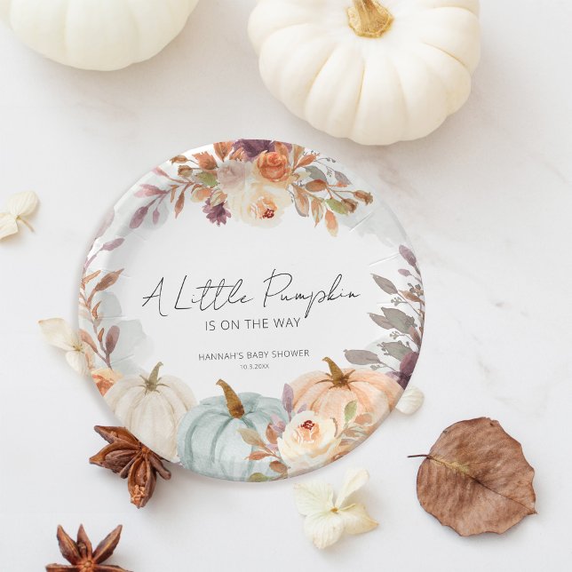 Fall Baby Shower A Little Pumpkin Paper Plates (Creator Uploaded)
