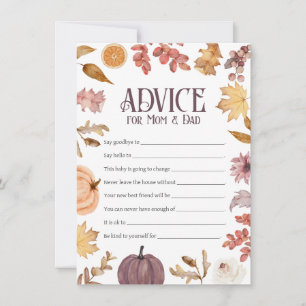 Fall Baby Shower Advice for Mom & Dad Card