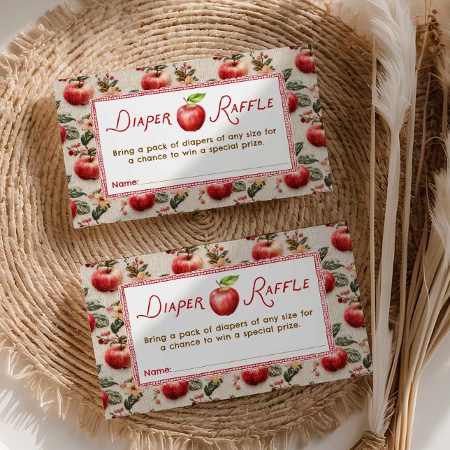 Fall Baby Shower Apple Diaper Raffle Enclosure Card (Apple Rustic Fall Baby Shower Diaper Raffle Ticket)