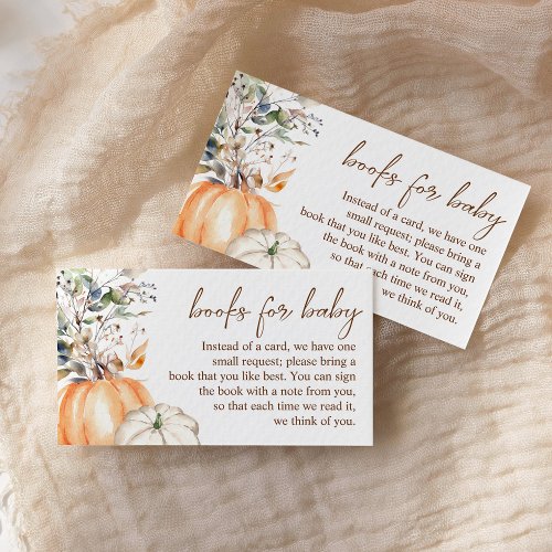 Fall Baby Shower Autumn Pumpkin Books for Baby Enclosure Card