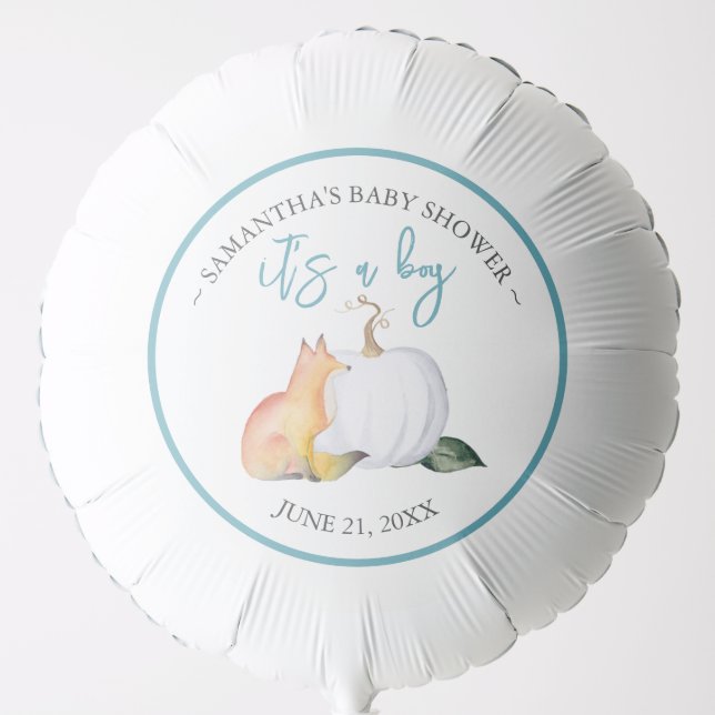 Fall Baby Shower Balloon Template Pumpkin Fox (Front)