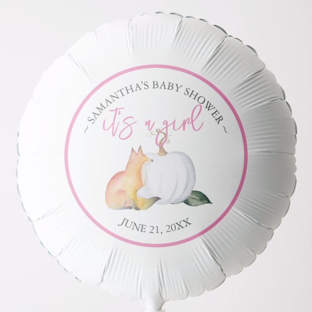 Fall Baby Shower Balloon Template Pumpkin Fox (Front)