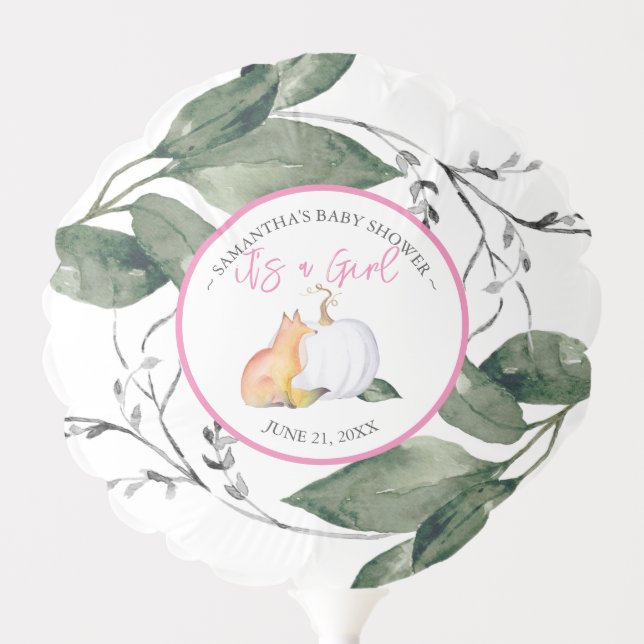 Fall Baby Shower Balloon Template Pumpkin Fox (Front)