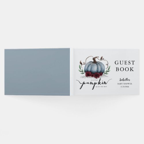 Fall Baby Shower Blue Little Pumpkin Guest Book