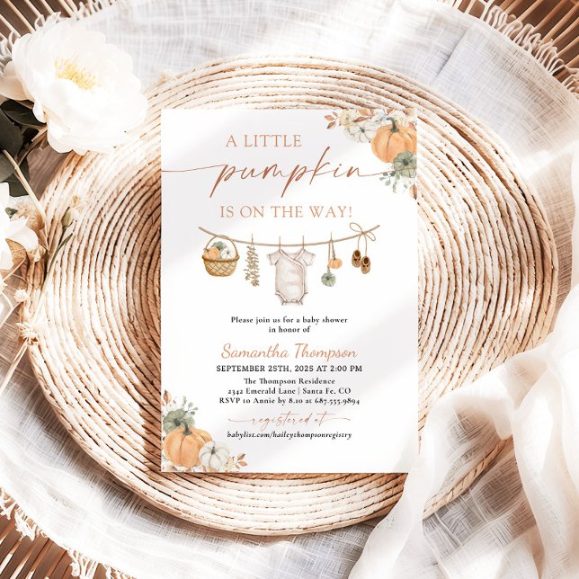 Fall Baby Shower | Boho A Little Pumpkin Invitation (Creator Uploaded)