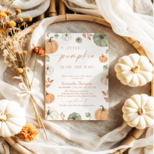 Fall Baby Shower   Boho A Little Pumpkin Invitation