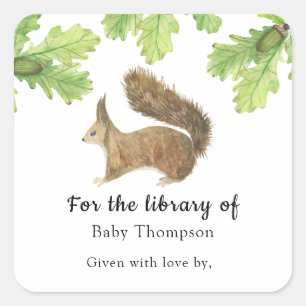 Fall Baby Shower bookplate, books for baby Square Sticker