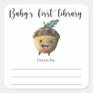 Fall Baby Shower bookplate, books for baby Square Sticker