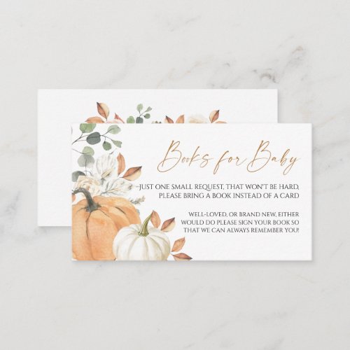 Fall Baby Shower books for baby Enclosure Cards